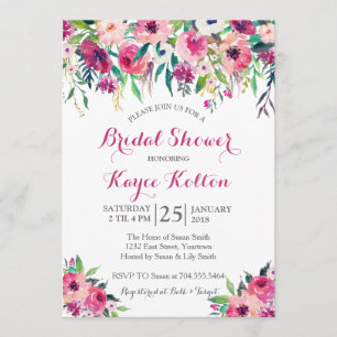 Bright pink bridal shower invitation