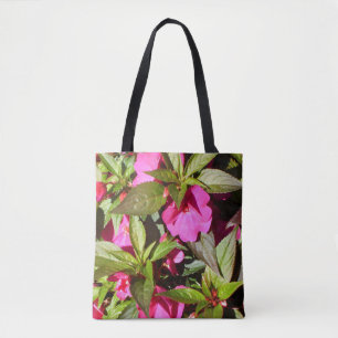 Bright Pink Busy Lizzie Flowers Tote Bag