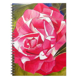 Bright pink Camellia watercolor art flower Notebook