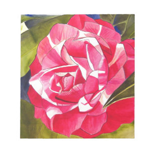 Bright pink Camellia watercolor art flower Notepad