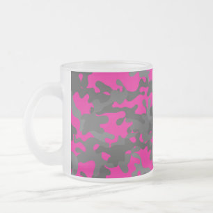 Bright Pink Camouflage Frosted Glass Mug