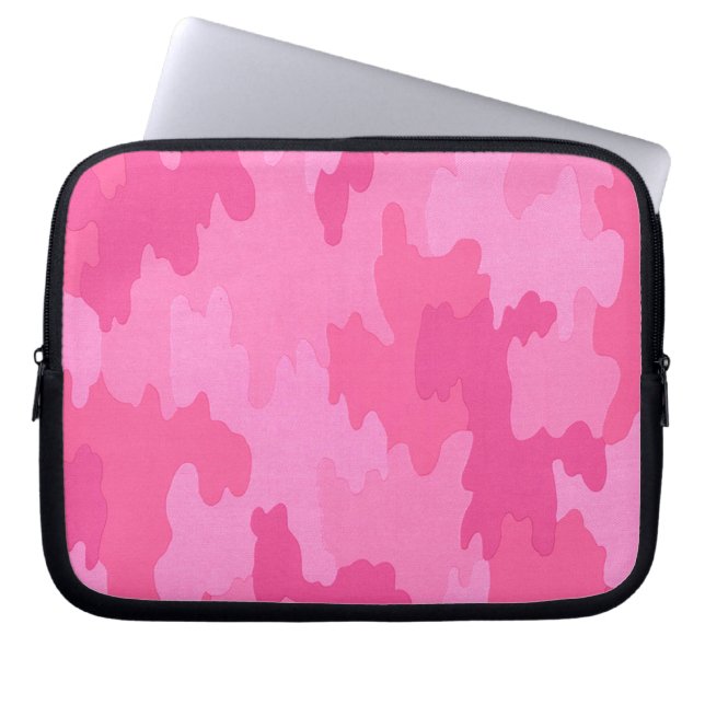 Bright Pink Camouflage Laptop Sleeve (Front)