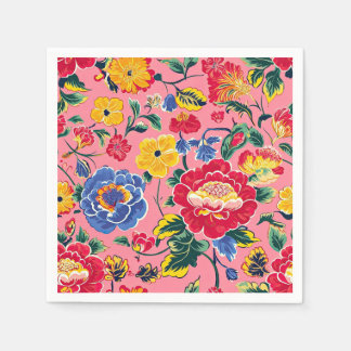 Bright Pink Chinoiserie Floral Napkin