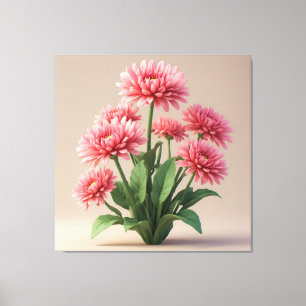 Bright Pink Chrysanthemums Bouquet Canvas Print