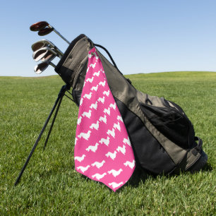 Bright Pink Dachshund Golf Gift Golf Towel