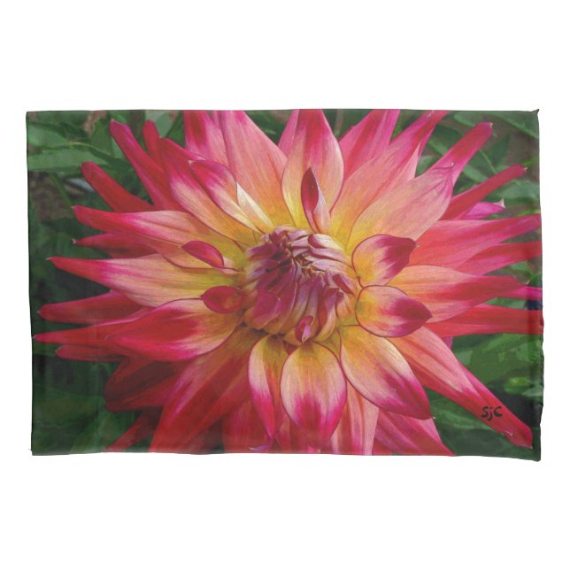 Bright Pink Dahlia pillowcase (Front)