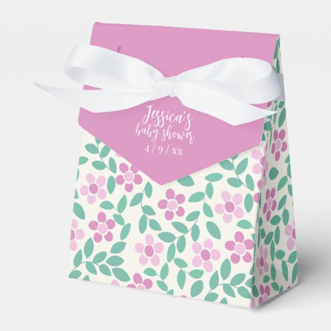 Bright Pink Daisies Baby Shower Favour Box (Front Side)