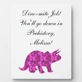 Bright Pink Dinosaur Personal Award Plaque