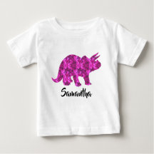 Bright Pink Dinosaur Personalised Girl Shirt