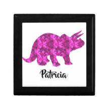 Bright Pink Dinosaur Personalised Jewellery Box