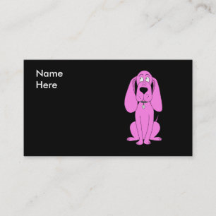 Bright Pink Dog. Hound Cartoon. Business Card