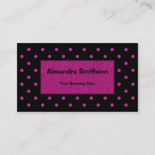 Bright Pink Dots on Black Background Business Card