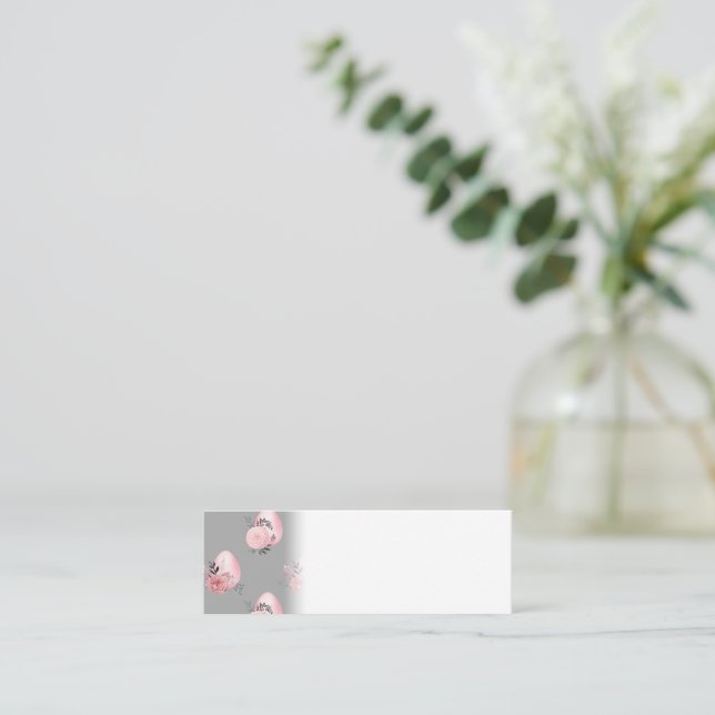 Bright Pink Easter Eggs Delicate Girly Spring Mini Business Card (Standing Front)