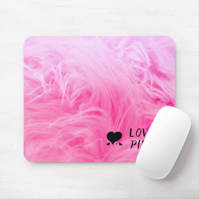 Bright Pink Faux Fur Up Close Mouse Mat (With Mouse)