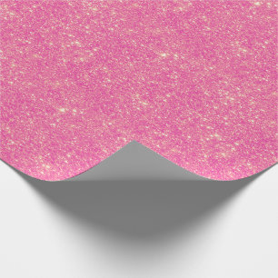 Bright Pink Faux Glitter Sparkle Glittery Neon Wrapping Paper