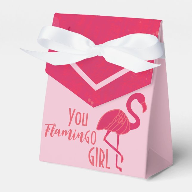 Bright Pink Flamingo Birthday Favour Box (Front Side)