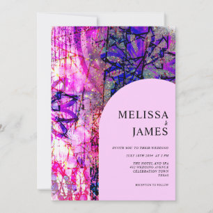 Bright Pink Floral Bold Colourful Wedding Invitation