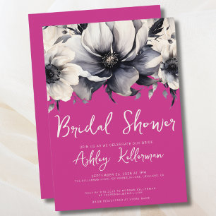 Bright Pink Floral Bridal Shower Invitation