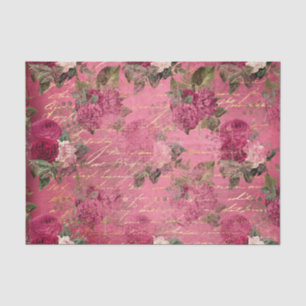 Bright Pink Floral Ephemera Tissue Paper