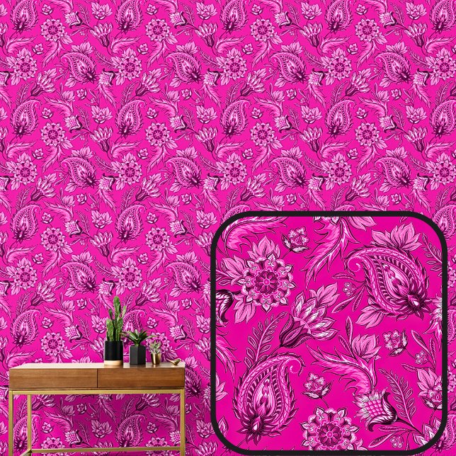 Bright  Pink  Floral Paisley Elegant  Wallpaper (Creator Uploaded)