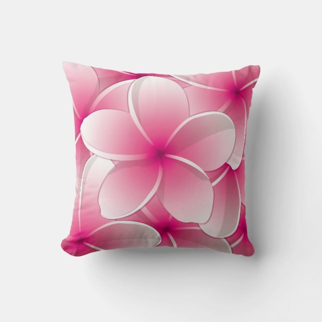 Bright Pink Floral Reversible Decorative Pillow (Front)