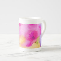 Bright Pink Floral Watercolor Mug