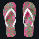 Bright Pink Floral Wedding Flip Flops<br><div class="desc">Beautiful Bright pink floral wedding design that is great for a spring or summer wedding with elegant and beautiful greenery.</div>