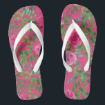 Bright Pink Floral Wedding Flip Flops<br><div class="desc">Beautiful Bright pink floral wedding design that is great for a spring or summer wedding with elegant and beautiful greenery.</div>