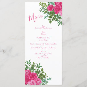 Bright Pink Floral Wedding Menu