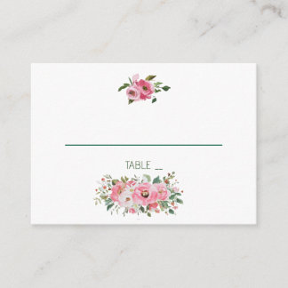 Bright Pink Floral Wedding Place Card