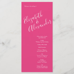 Bright Pink Floral Wedding Programs Menu