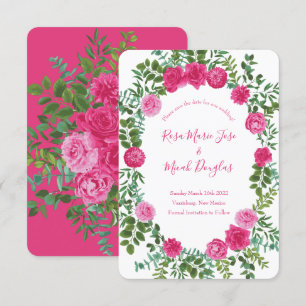 Bright Pink Floral Wedding Save the Date Invitation