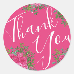 Bright Pink Floral Wedding Sticker Envelope Seal