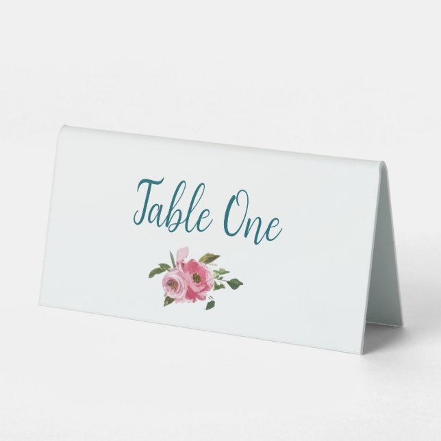 Bright Pink Floral Wedding Table Number (Front)