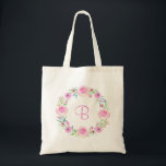 Bright pink floral wreath personalised gift tote bag<br><div class="desc">Bright pink floral wreath personalised gift tote bag. Violet Print ©</div>