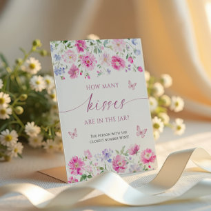 Bright Pink Flower How Many Kisses Are In The Jar  Pedestal Sign