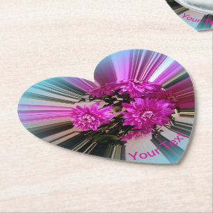 Bright Pink Flower Pattern Bouquet Floral Custom Paper Coaster