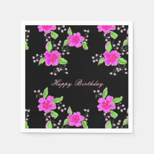 Bright Pink Flowered Napkin