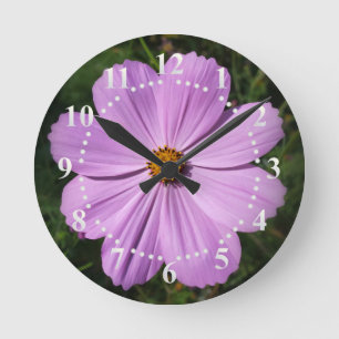 bright pink flowers round clock