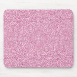 Bright pink fractal pattern design mouse mat