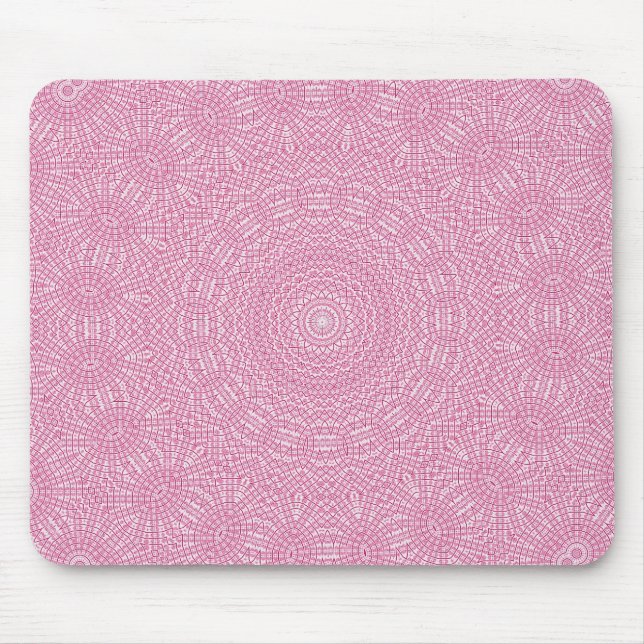 Bright pink fractal pattern design mouse mat (Front)