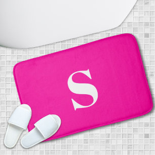 Bright Pink Fuchsia Personalized Monogram Bath Mat