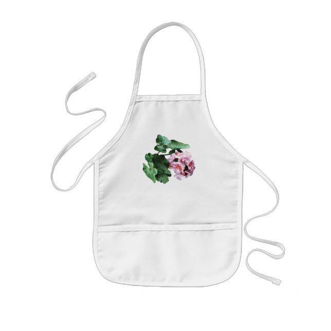 Bright Pink Geraniums Kids Apron (Front)