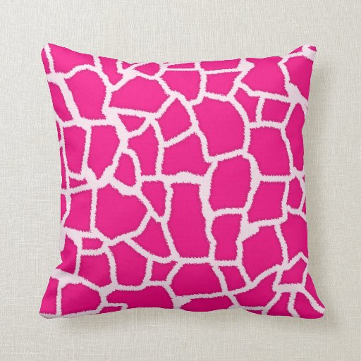 Image of Bright Pink Giraffe Animal Print Cushion