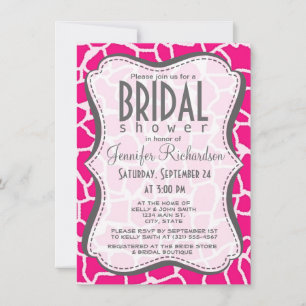 Bright Pink Giraffe Animal Print Invitation