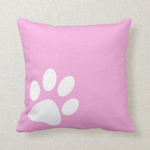 bright pink girly pet paw print cushion