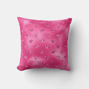 Bright Pink Glam Sparkly Diamonds Pattern Cushion