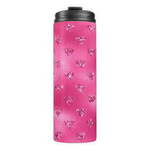 Bright Pink Glam Sparkly Diamonds Pattern Thermal Tumbler