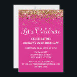 Bright Pink Glitter 30th Birthday Let's Celebrate Invitation<br><div class="desc">Bright Pink Gold Glitter Invite,  30th Birthday Party invitation Thirty,  Let's celebrate digital Any Age,  Instant download Forty Fifty Sixty,  Personalised 21st 40th 50th 60th,  Elegant Milestone template Sweet 16,  Custom 18th Glam Golden Confetti,  Adult Calligraphy Modern Stylish script,  Chic trendy simple for her,  Bling 16th quinceanera 15th celebration</div>