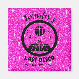Bright Pink glitter Disco Bachelorette party Magnet